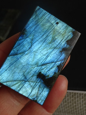 天然拉长石方牌毛衣链吊坠