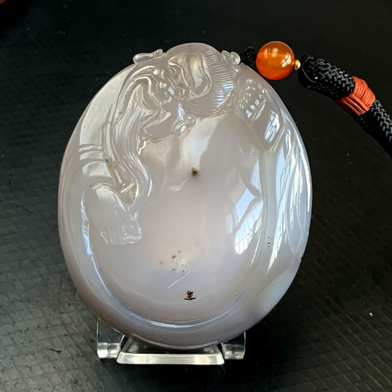 天然玛瑙雕刻佛把玩水草玛瑙实物