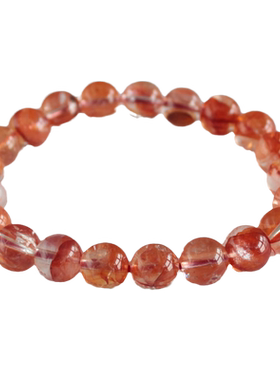 天然红胶花水晶手链晶体清透