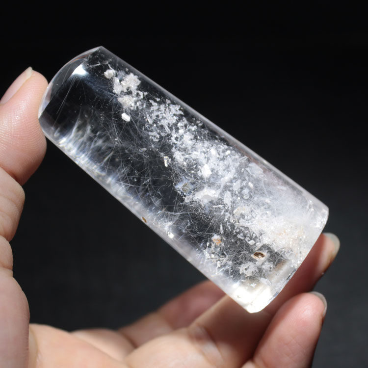 千蕊天然白幽灵印章 共生异相水晶私章水晶闲章圆章刻字定制实物