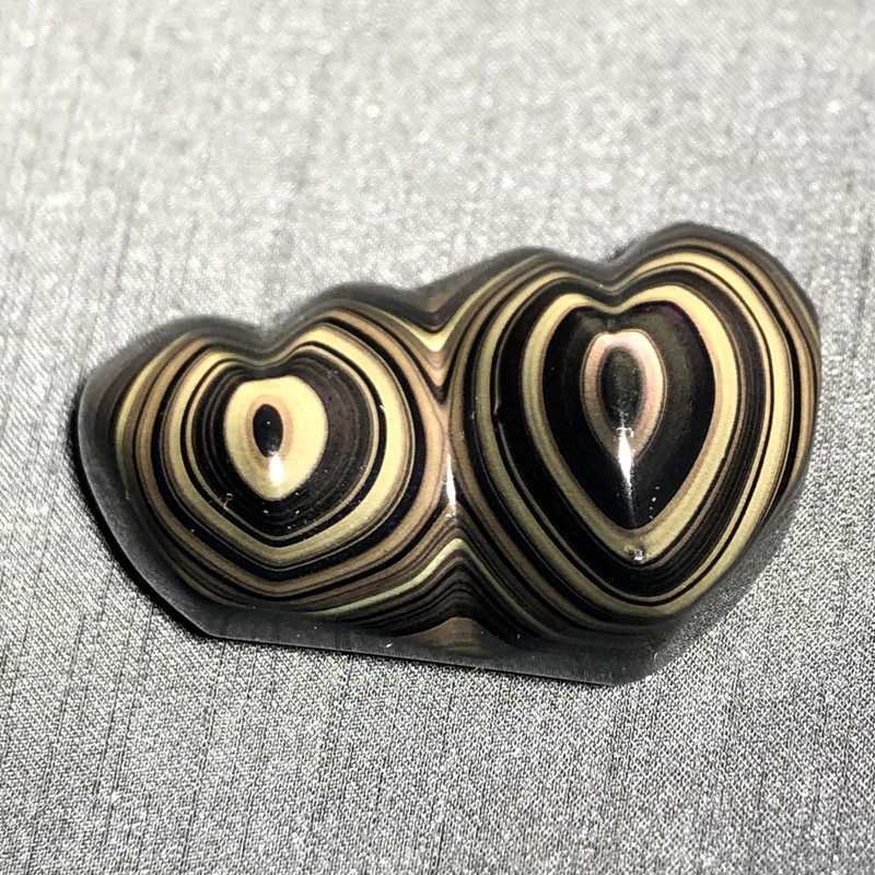 千蕊天然黑曜石心心相印把玩 黑曜石双心手把件 小摆件