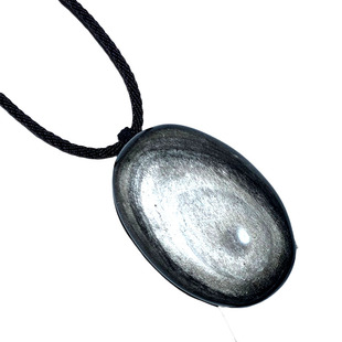 天然黑曜石原石吊坠大号银曜石扁片项链随形毛衣链实物打孔送绳