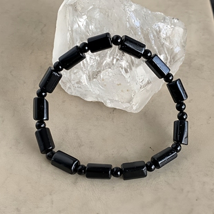 千蕊手串托玛琳小晶柱天然黑碧玺原石手链电气石原矿男女款