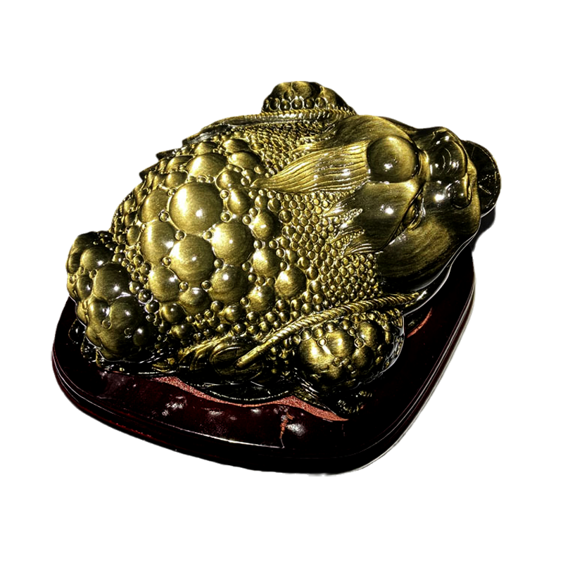 天然金曜石三足金蟾家居摆件