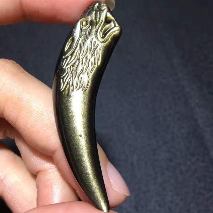 金曜石小号冰彩男女款狼牙吊坠