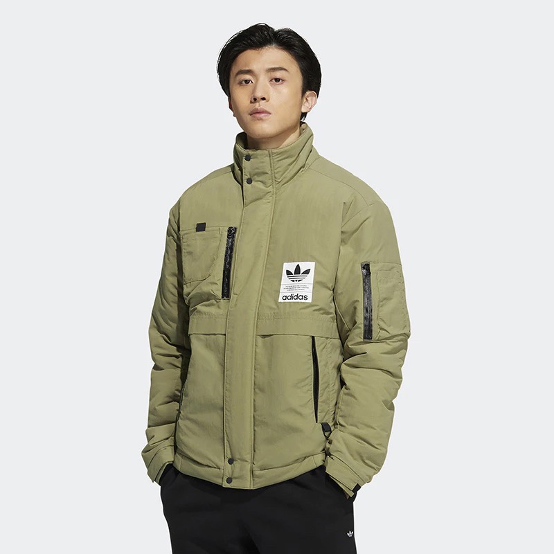 adidas Originals 三叶草防风保暖立领男子外套棉服H66011 无吊牌