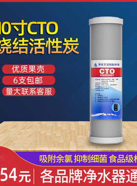 10寸净水器纯水机净水机椰壳压缩活性碳滤芯网碳碳棒CTO前置过滤