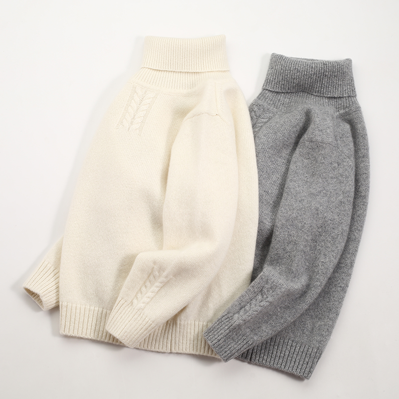 秋冬高领加厚纯山羊绒儿童羊绒衫