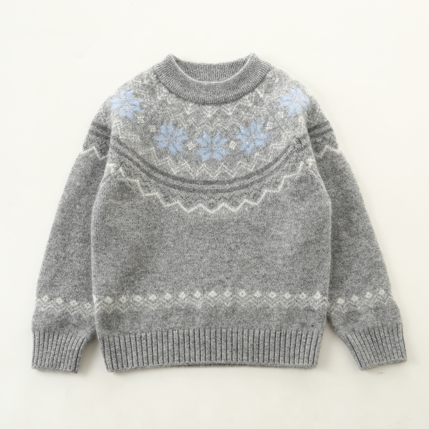 洪叶云台100%纯山羊绒高端男童毛衣女童宝宝针织衫加厚儿童羊绒衫