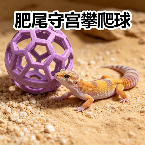 肥尾守宫攀爬球宠物蛇爬宠玩具专用躲避镂空橡胶球装饰摆件橙色