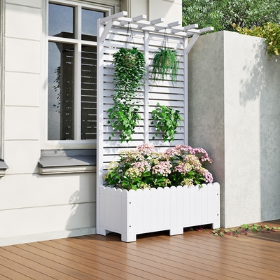 防腐木花箱户外庭院种植箱爬藤架花园隔断栅栏围栏花盆阳台木花槽