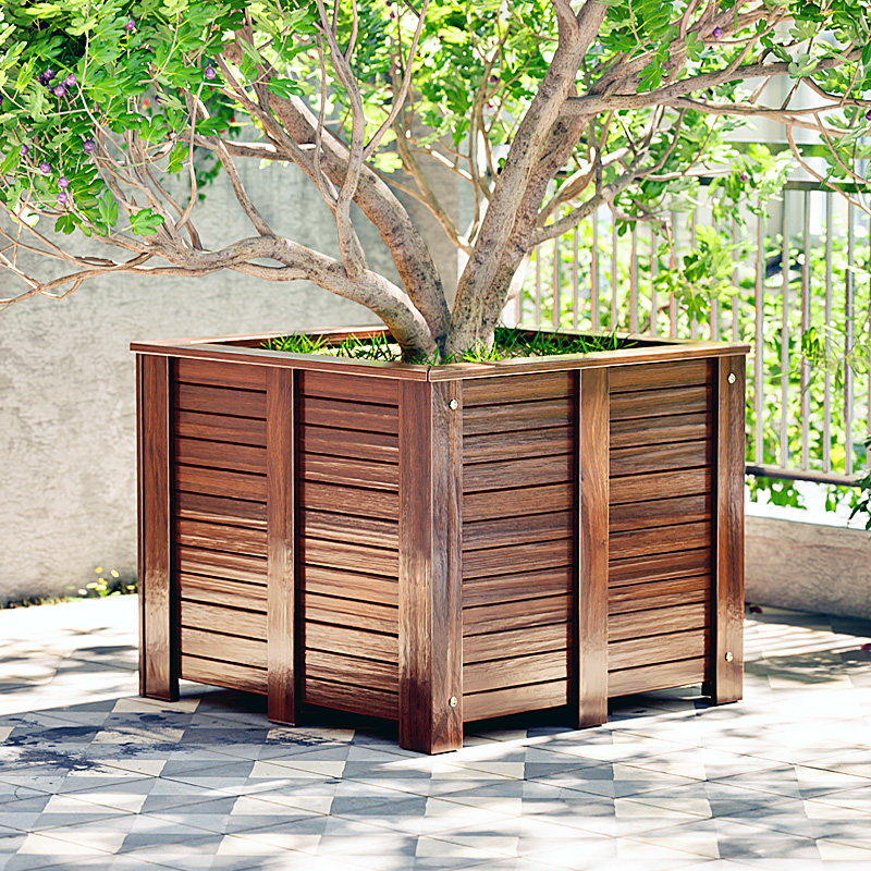 防腐木花箱户外种植箱庭院特大号种树箱木花槽室外专用铁树大花盆
