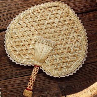 家用夏季 团扇中国风 麦秸扇手工编织扇女驱蚊纳凉蒲扇宝宝扇子老式