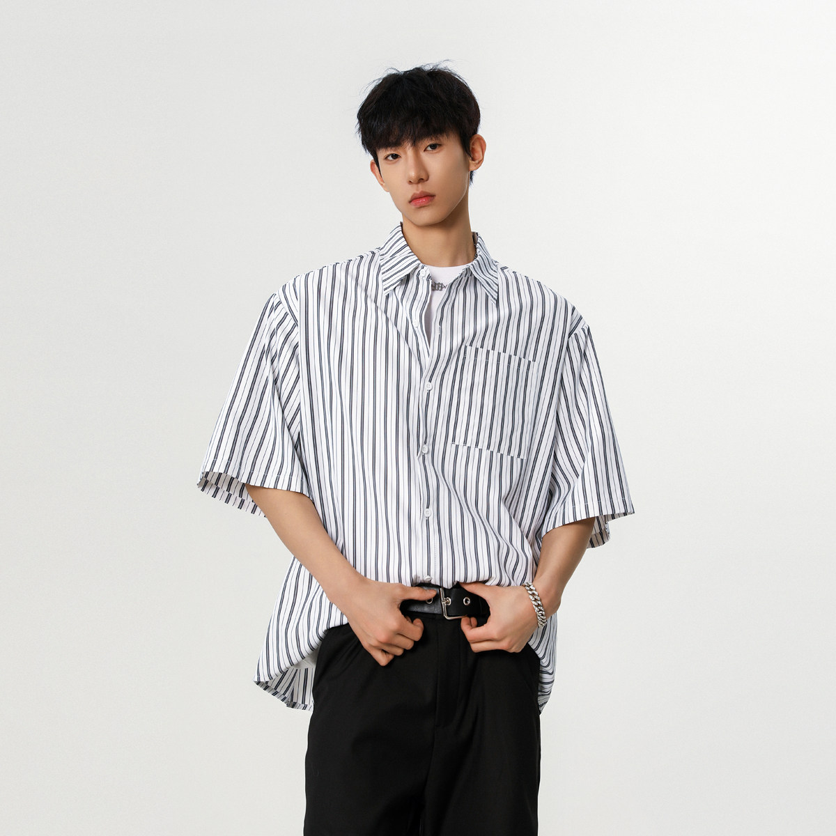 夏季韩版男生宽松休闲短袖衬衫A430-CS309-P38图片