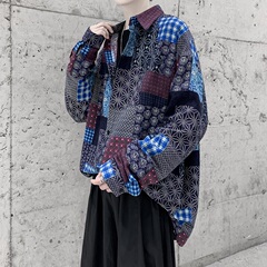 2020 new autumn loose men's Hong Kong Style Long Sleeve Shirt