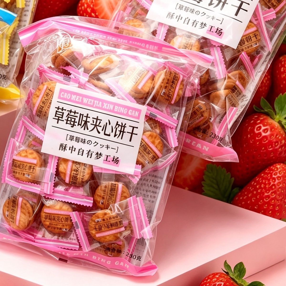 全线侑品草莓味夹心饼干乳酸味饼干栗蓉饼干下午茶点心小吃零食