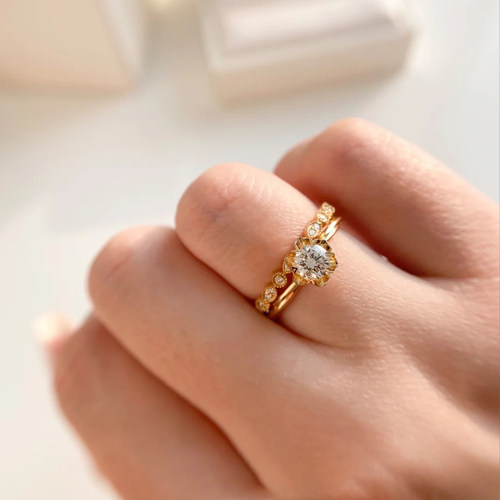 18K金定制美国进口D色莫桑钻石白金钻石戒指 经典六爪钻戒排戒女