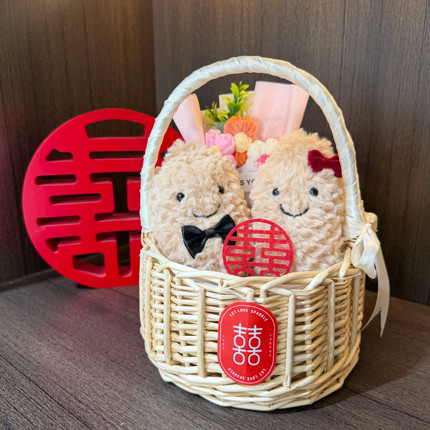 结婚26年新款可爱好事花生婚礼娃娃婚房布置压床娃娃一对送新娘