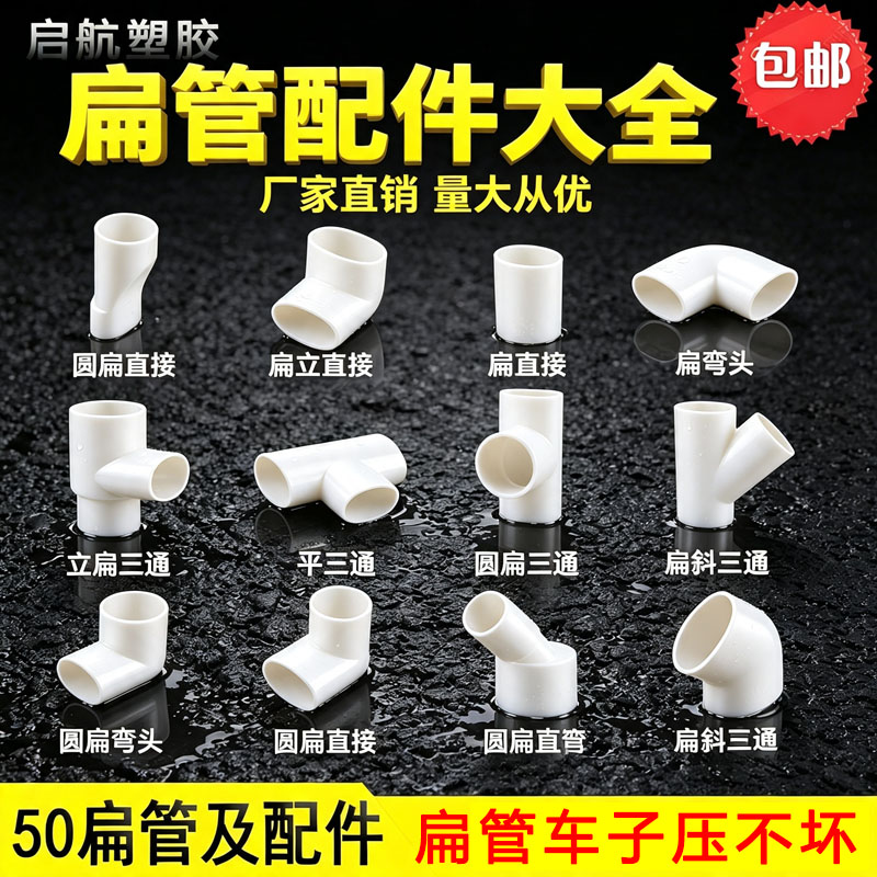 pvc国标异径直接扁管移位器弯头图片
