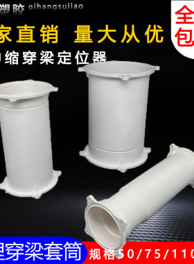 PVC过梁套管50 75 110穿梁预埋穿墙可伸缩套节给水管安装梁上固定