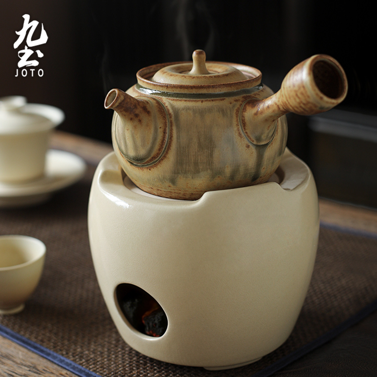 九土耐温煮茶壶围炉电陶炉烧水壶复古炭火茶具老式陶壶明火煮茶炉