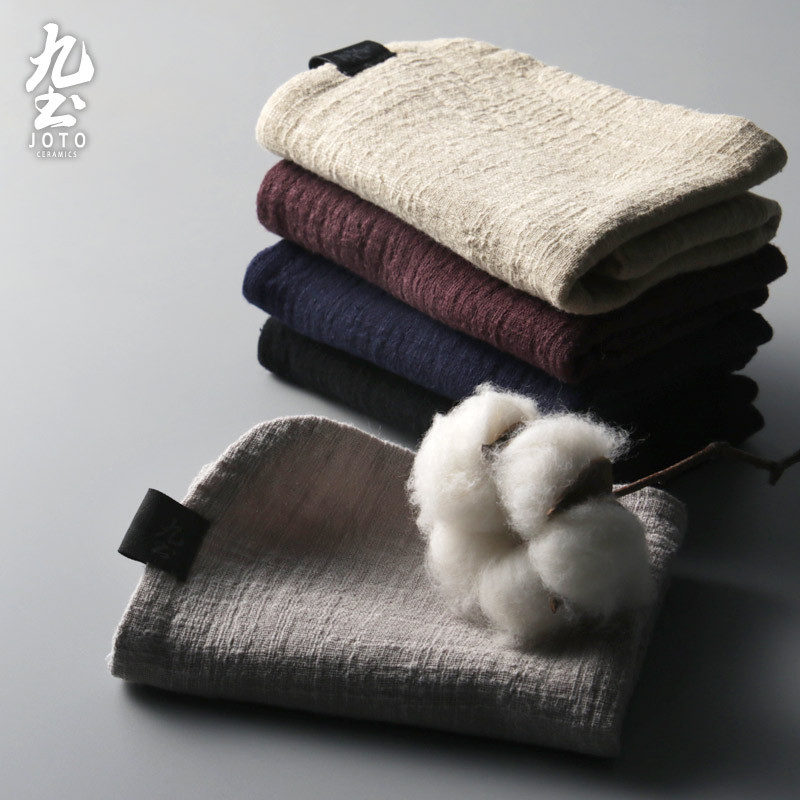 九土日式棉麻清洁手工布艺茶巾