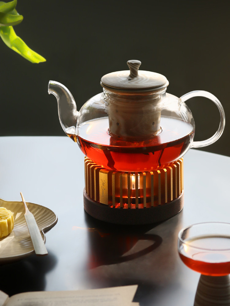 九土中式温茶蜡烛加热暖茶炉小丁炉金属烛台保温烤茶提香果茶器具