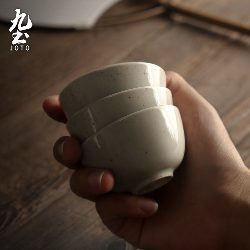 日式手工陶瓷小茶杯家用复古景德镇功夫茶具茶盏主人杯单杯品茗杯