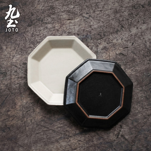 九土日式粉引复古小碟八角盘