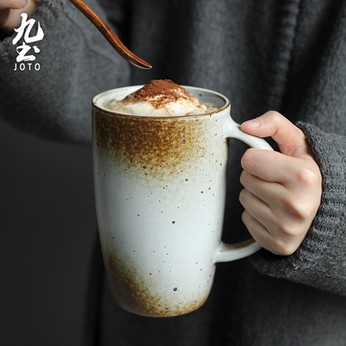 九土粗陶巴斯马克杯大容量