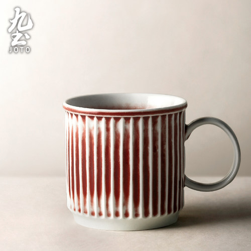 手工竖纹复古窑变咖啡杯