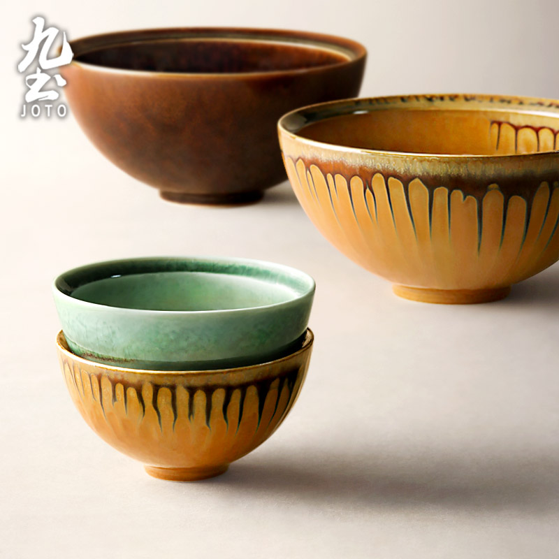 九土日式手工陶瓷餐碗创意复古