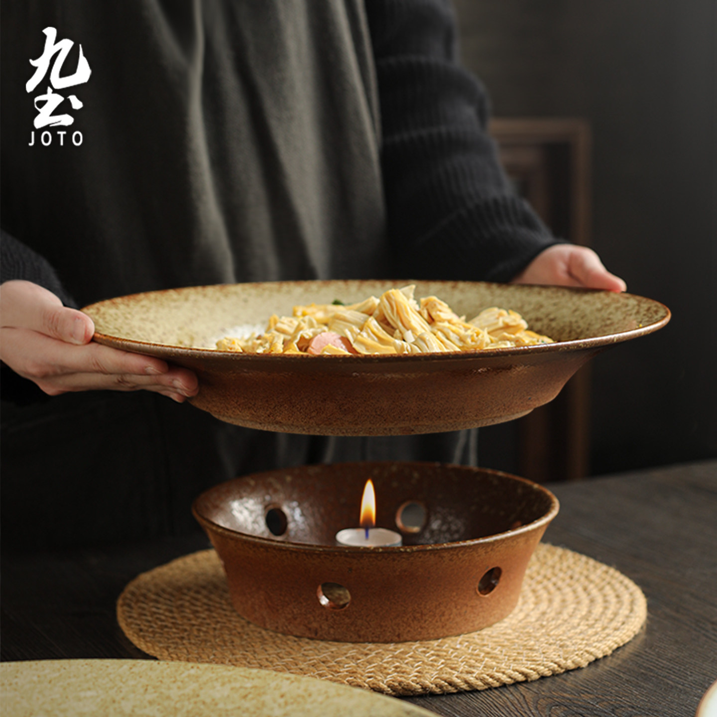 九土干锅粗陶锅具专用酒精炉酒店加热餐具商用菜盘高端新式锅仔炉,餐饮具,盘,淘宝优惠券,粉丝福利购,淘宝优惠卷