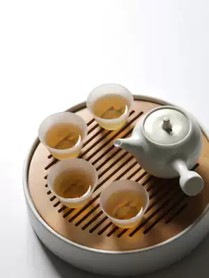 Jiuu Japanese tea tray ceramic dry bubble new Chinese mini bamboo tea tray water storage style simple Zen household tea set
