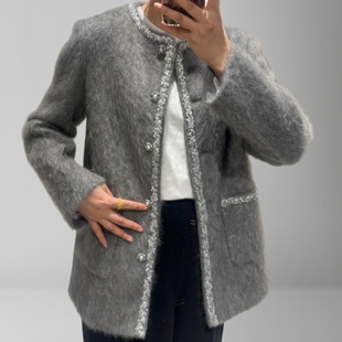 14.51微米山羊绒拉毛大衣女名媛风2025秋冬新款气质羊毛呢子外套