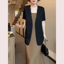 2025夏季新款时尚套装女士高级感洋气减龄西装短袖外套吊带连衣裙