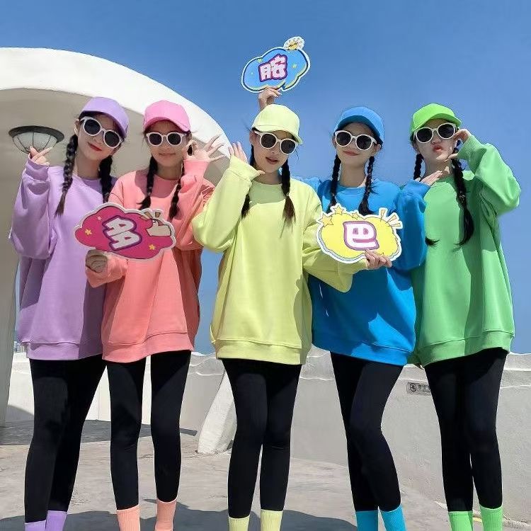 新款学生团体服班服定制纯棉短袖糖果色学校毕业套装男女同款T恤