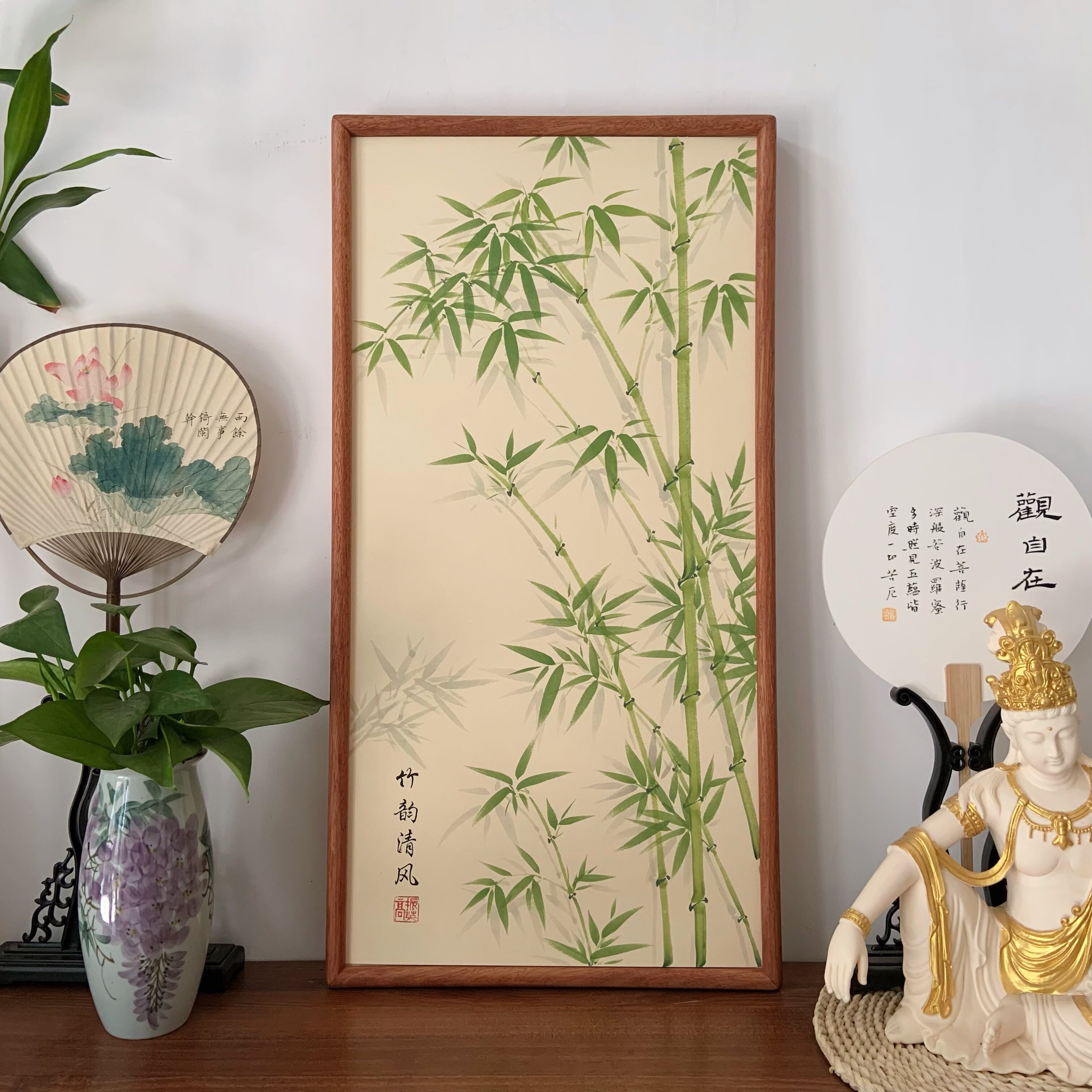 纯手绘竹子国画水墨画客厅书房茶室办公室卧室挂画装饰画35&times;68cm