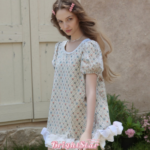 复古纯欲白色花边泡泡袖 新款 宽松连衣裙 LIZ原创设计2025夏季 LASS