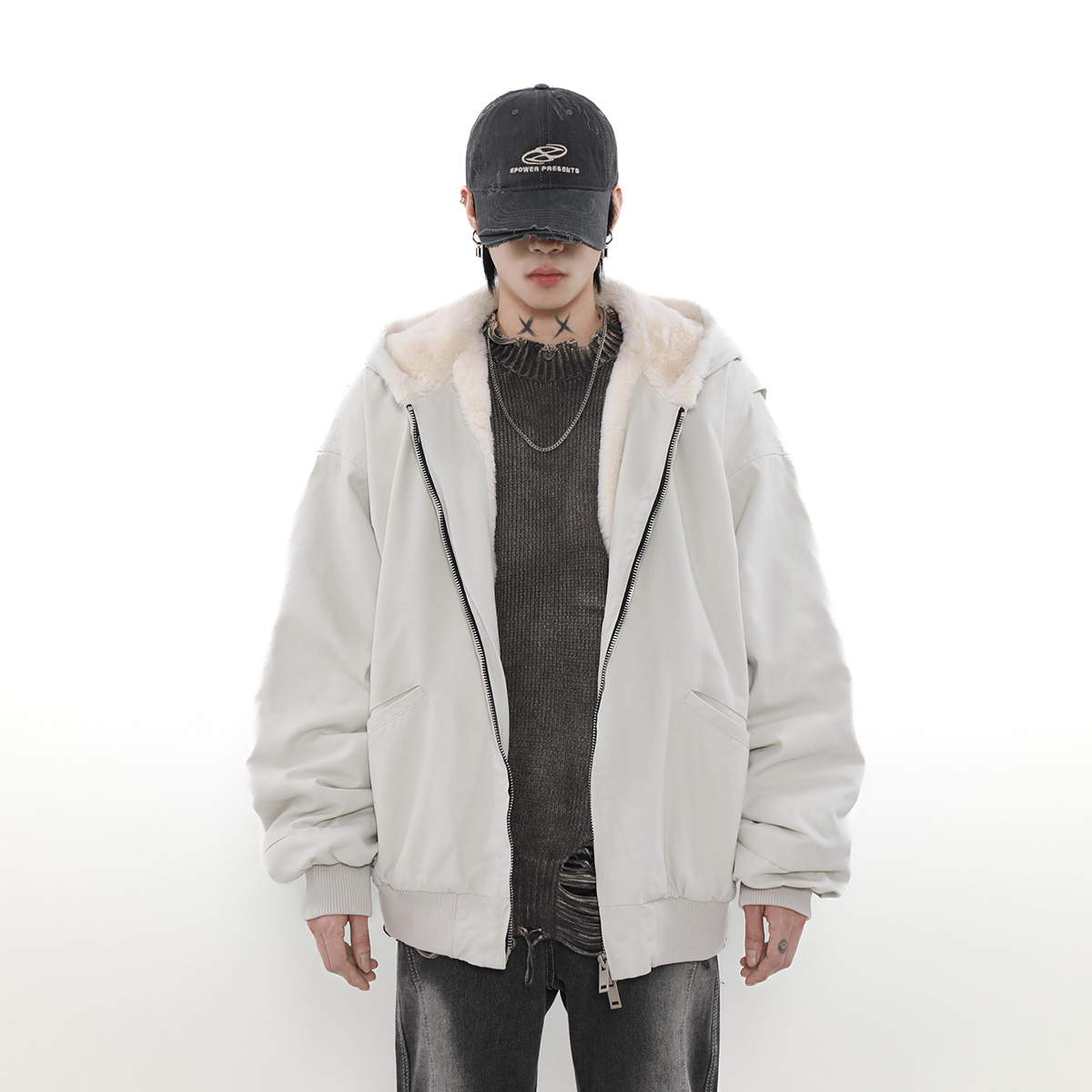 MRNEARLY冬季加绒加厚美式棉服男
