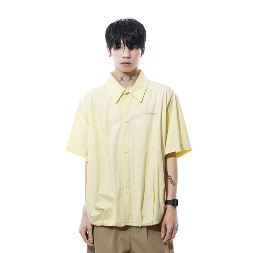 MRNEARLY美式复古刺绣短袖衬衫