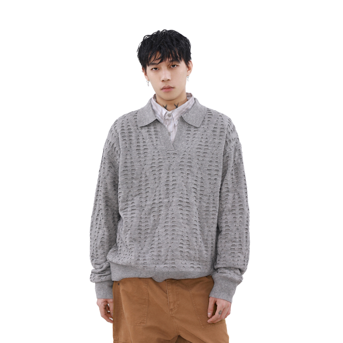 MRNEARLY复古小众镂空针织衫毛衣