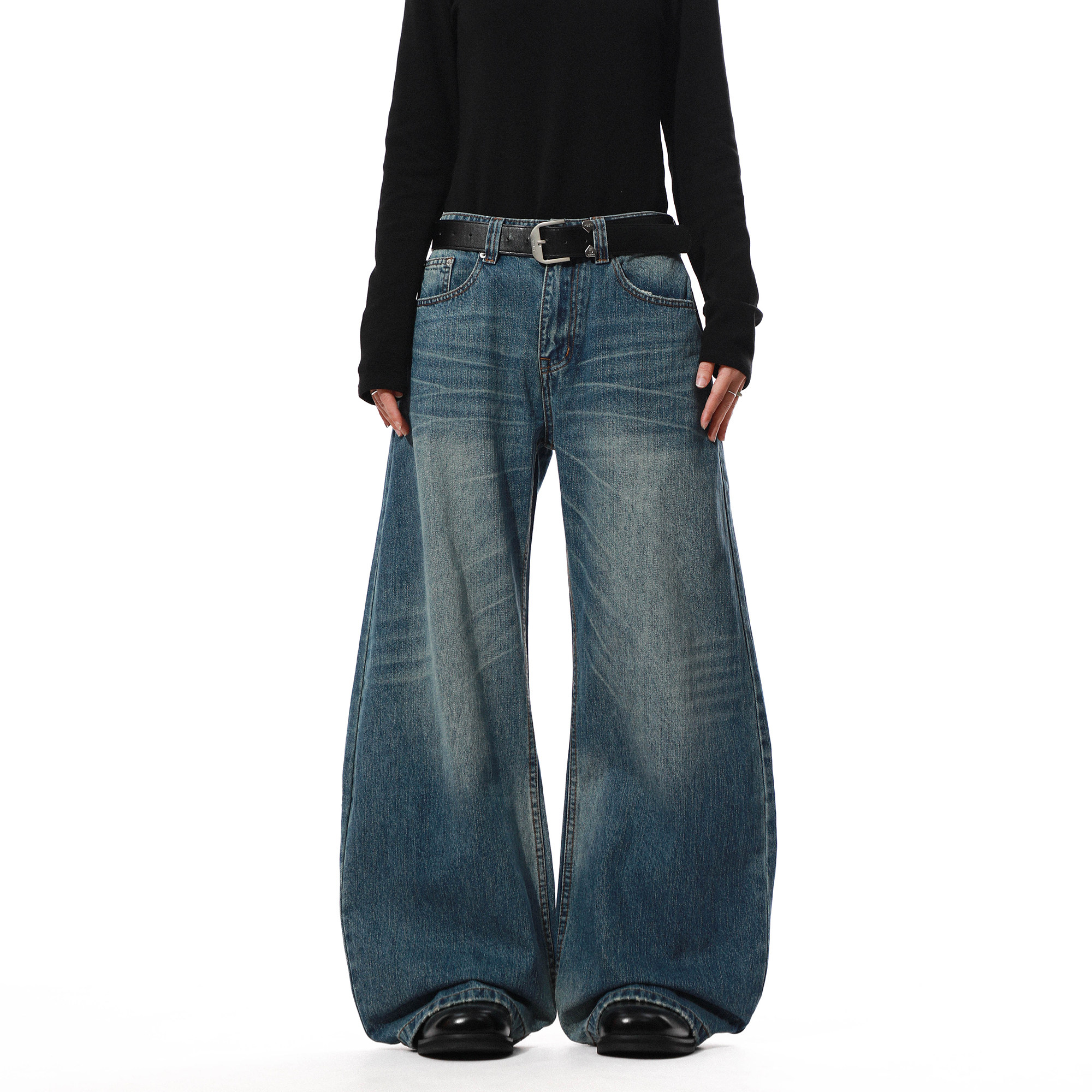 MRNEARLY美式水洗做旧猫须阔腿牛仔裤男2025冬季潮牌宽松复古裤子,男装,牛仔裤,淘宝优惠券,粉丝福利购,淘宝优惠卷