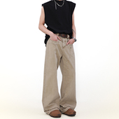 男女宽松cleanfit裤 MRNEARLY美式 复古解构设计感小众直筒牛仔裤 子