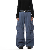 MRNEARLY美式 子 男女宽松阔腿直筒休闲裤 复古设计感多口袋工装 裤