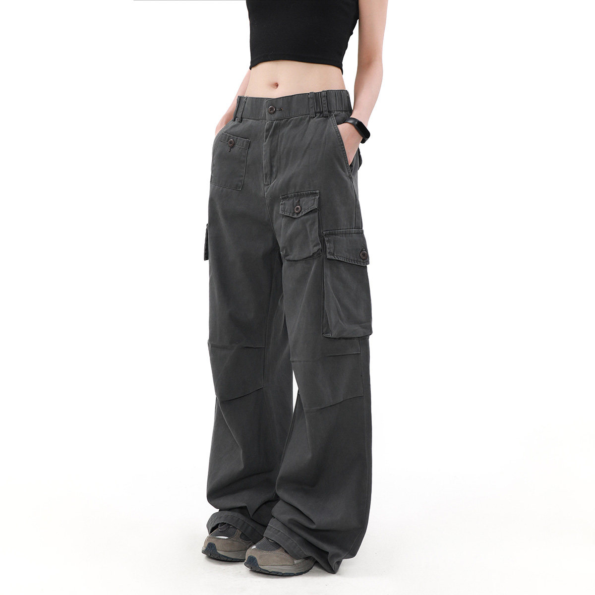 MRNEARLY 美式复古褶皱设计感多口袋工装裤高街休闲长裤情侣潮,男装,休闲裤,淘宝优惠券,粉丝福利购,淘宝优惠卷