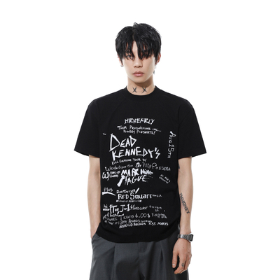 MRNEARLY美式复古设计感字母印花短袖T恤男夏季宽松休闲百搭上衣