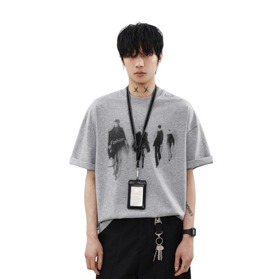 MRNEARLY美式复古幻影短袖T恤男