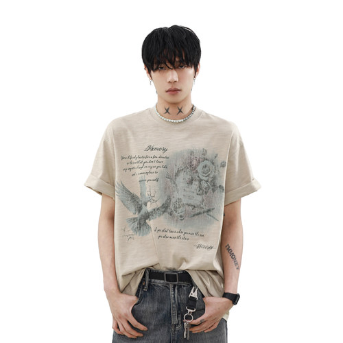 MRNEARLY夏季新款纯棉短袖T恤男