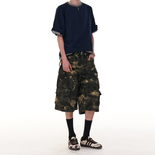 美式复古迷彩工装短裤